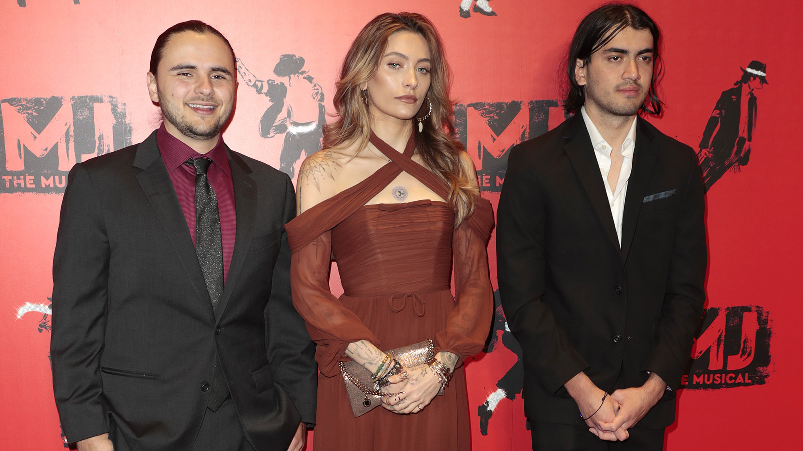 LONDON, ENGLAND - MARCH 27: Prince Jackson, Paris Jackson and Bigi Jackson attend the opening night of "MJ: The Musical" at Prince Edward Theatre on March 27, 2024 in London, England. (Photo by John Phillips/Getty Images)